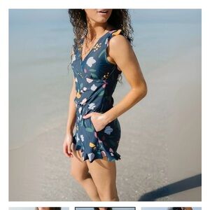 Honey Mark Ginger Swim Romper in Twilight Bouquet Sz XL Nursing Swimsuit NWT